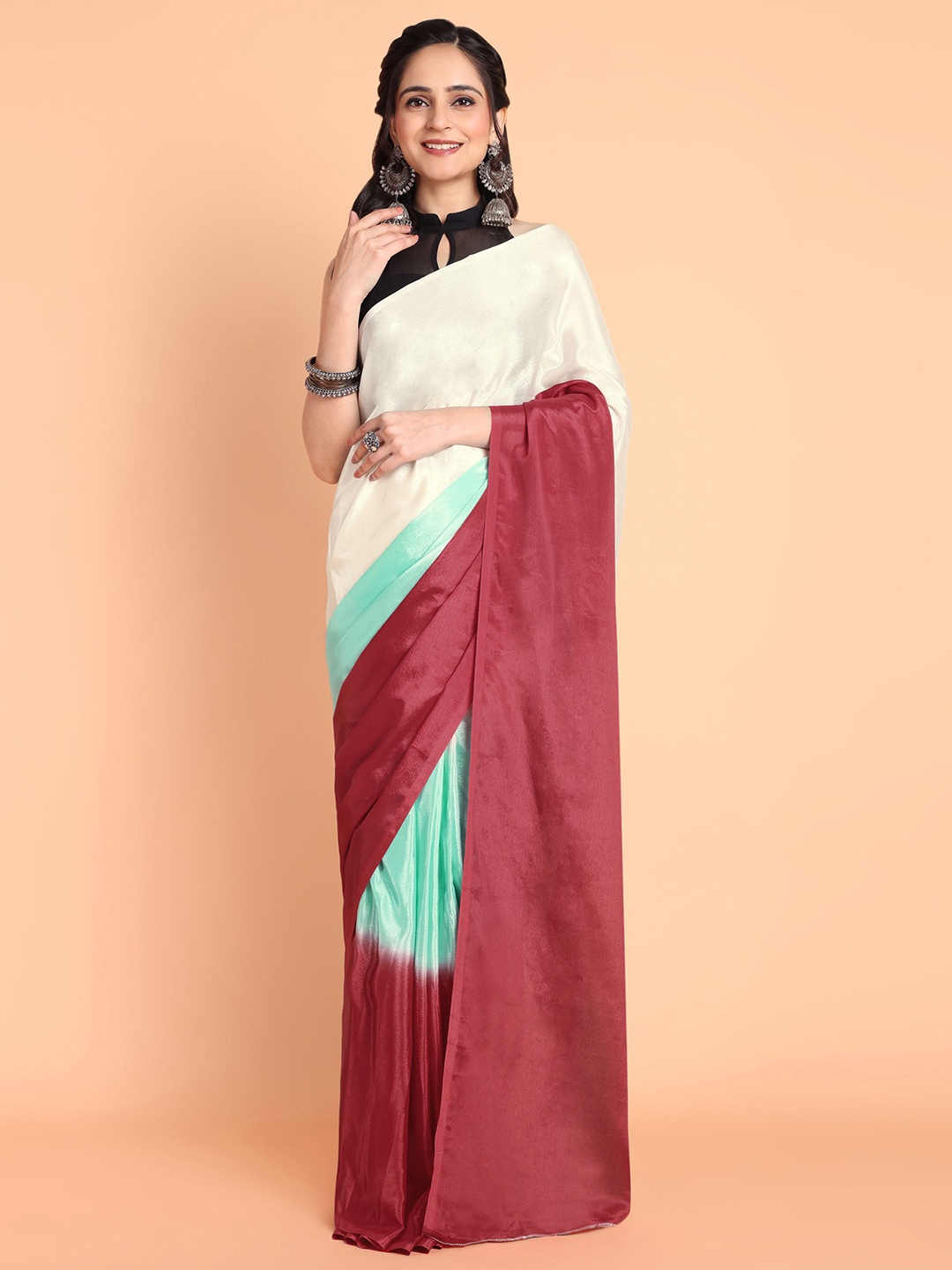 

MAGMINA Ombre Ready to Wear Banarasi Saree, Maroon