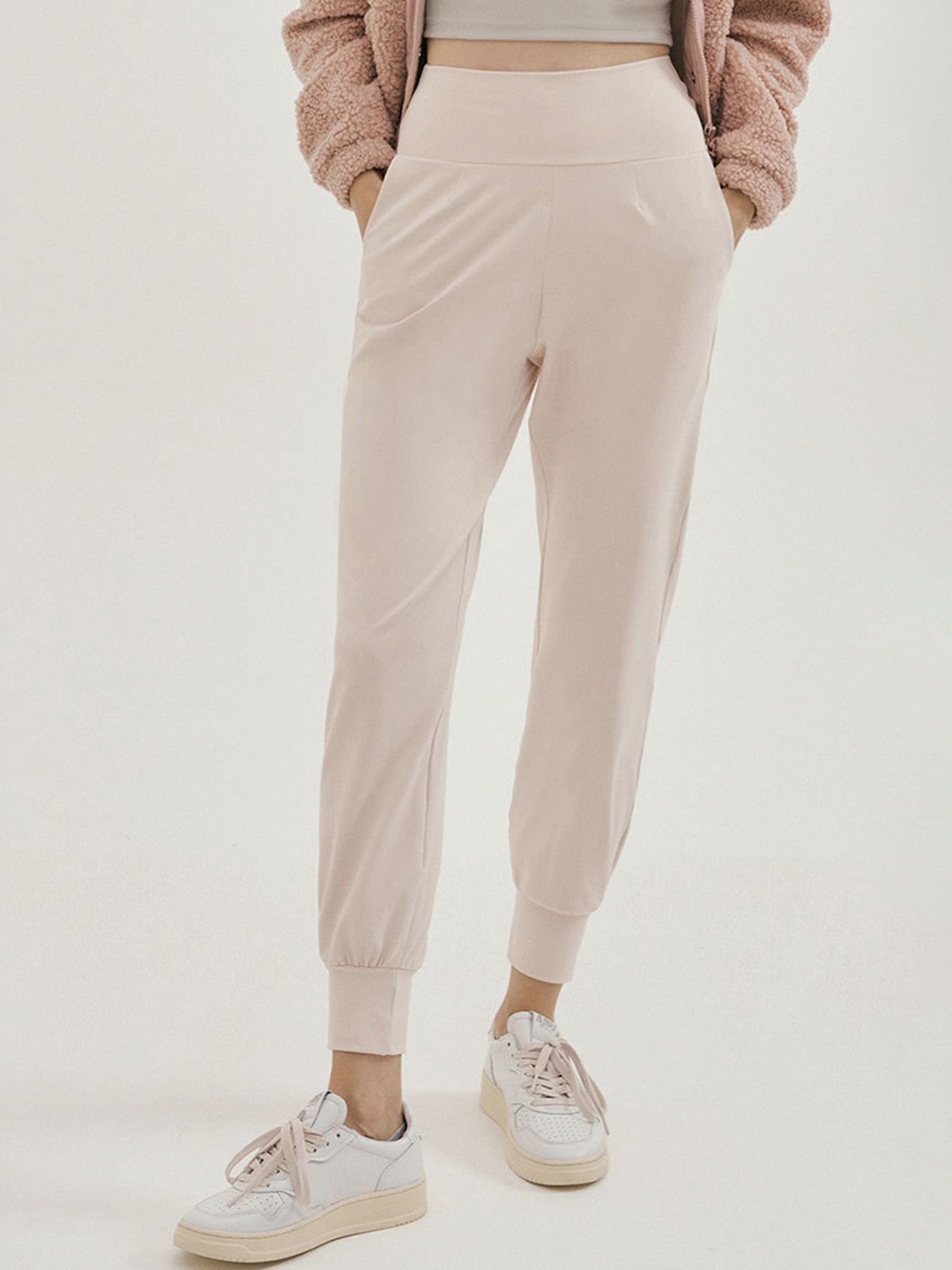 

LULU & SKY Women Slash-pocket Sports Joggers, Beige