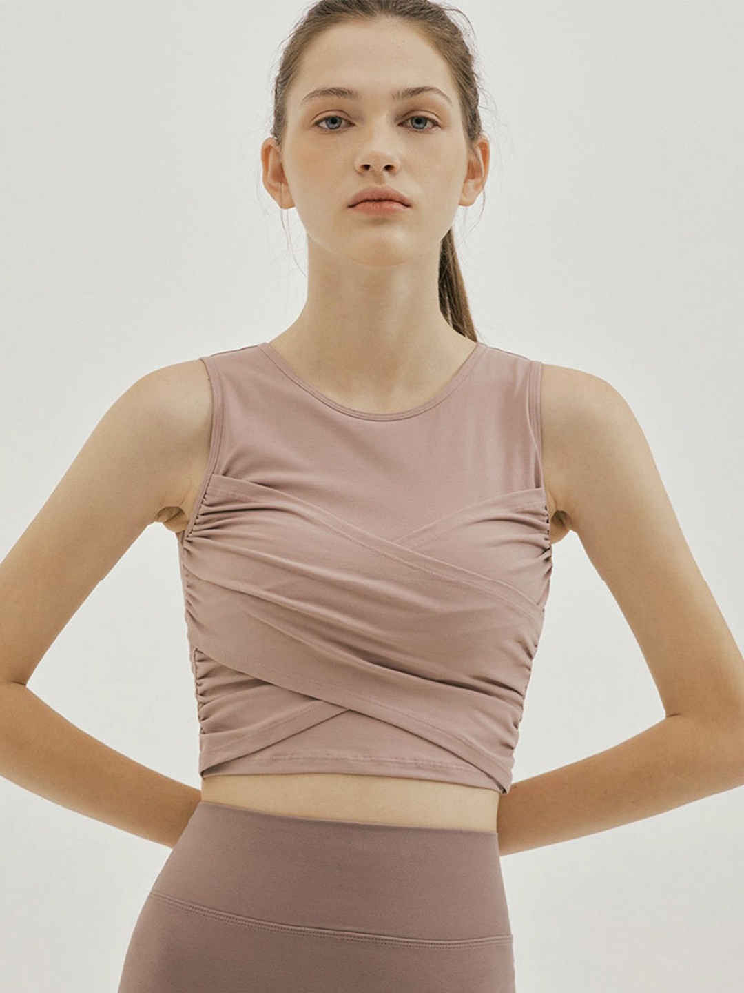 

LULU & SKY Round Neck Sleeveless Crop Top, Pink