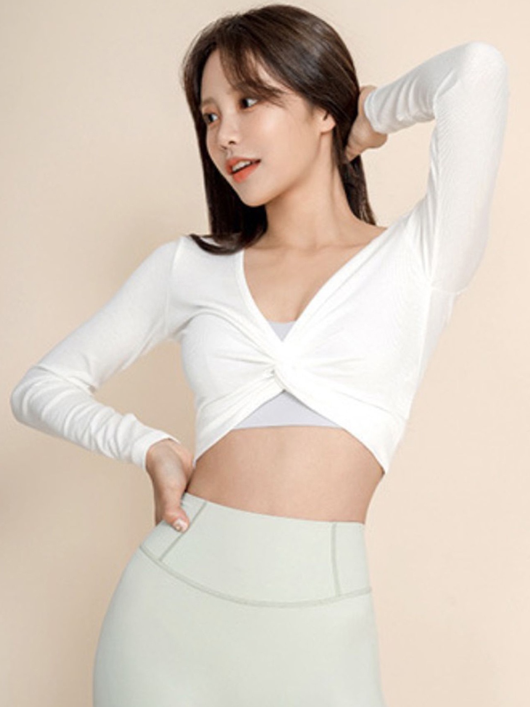 

LULU & SKY Twist Detail Cotton Sports Crop Top, White