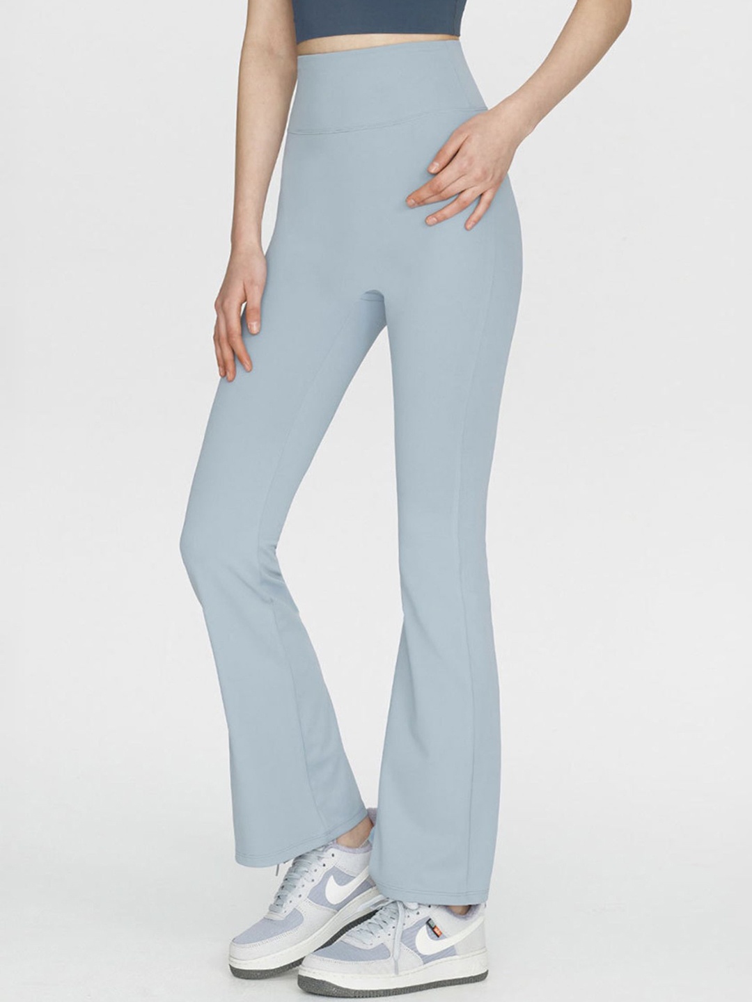 LULU & SKY Women High-Rise Bootcut Track Pants, Blue
