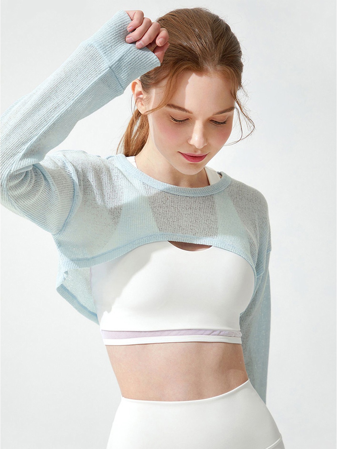 

LULU & SKY Self Design Crop Top, Blue