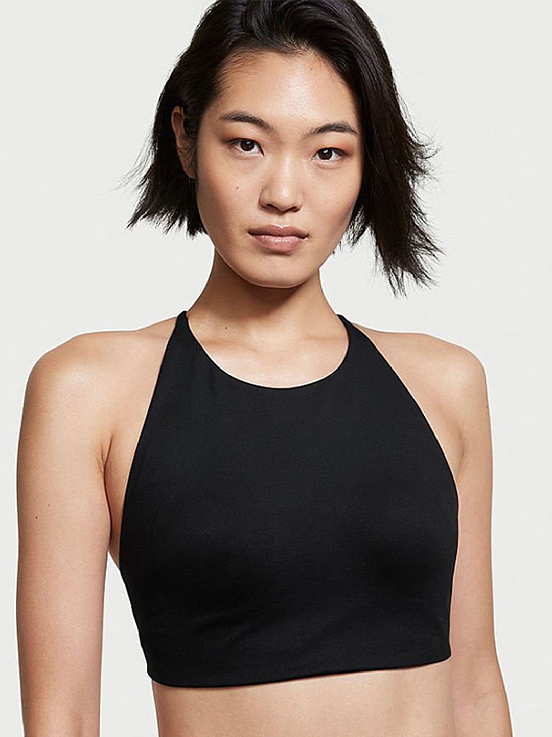 

LULU & SKY Halter Neck Bralette Solid Crop Top, Black
