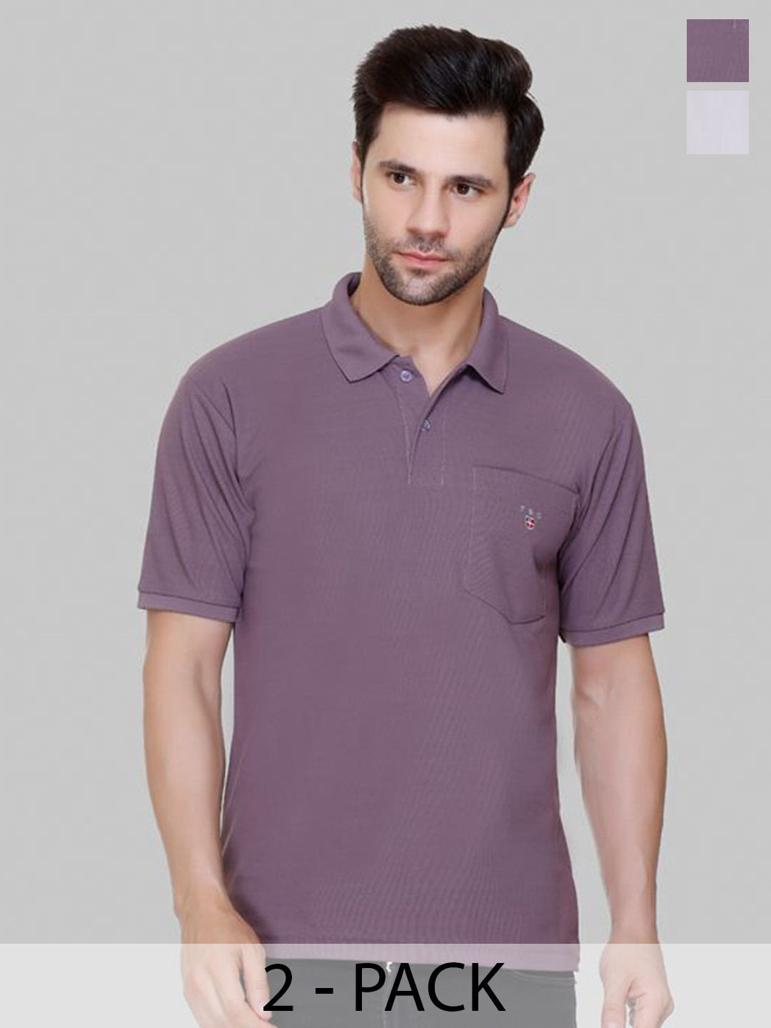 

FLOSBERRY Men 2 Polo Collar Pockets T-shirt, Grey