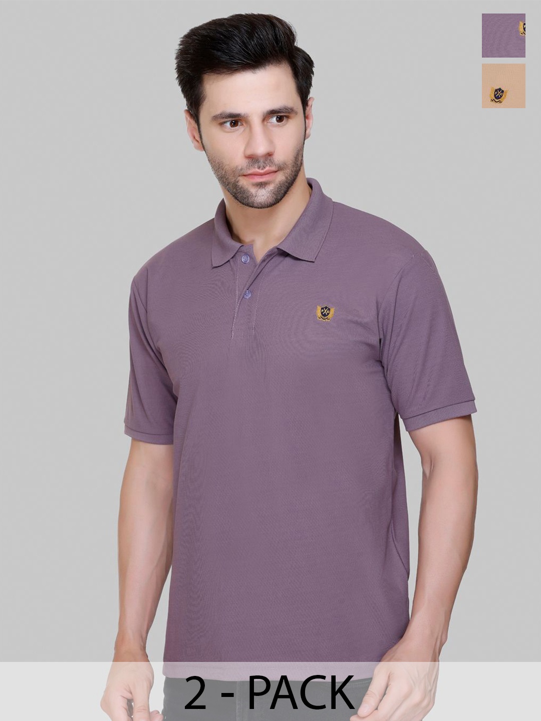 

FLOSBERRY Men 2 Polo Collar T-shirt, Purple