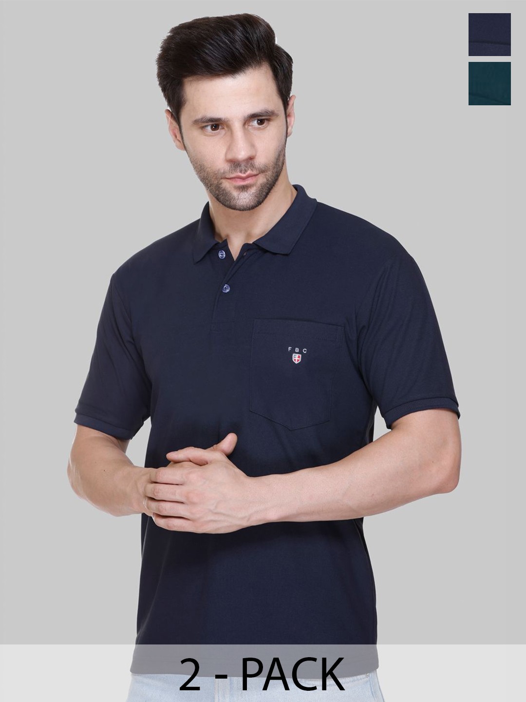 

FLOSBERRY Men 2 Polo Collar Pockets T-shirt, Green