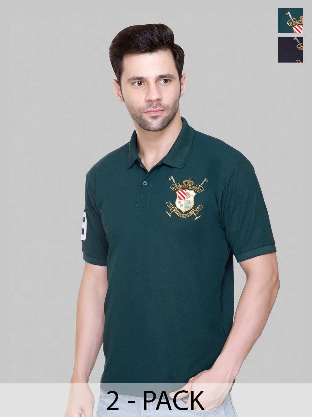 

FLOSBERRY Men 2 Polo Collar T-shirt, Black