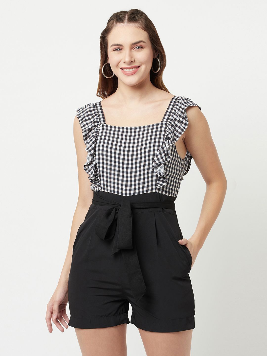 

SQew Checked Jumpsuit Checked Playsuit, Black
