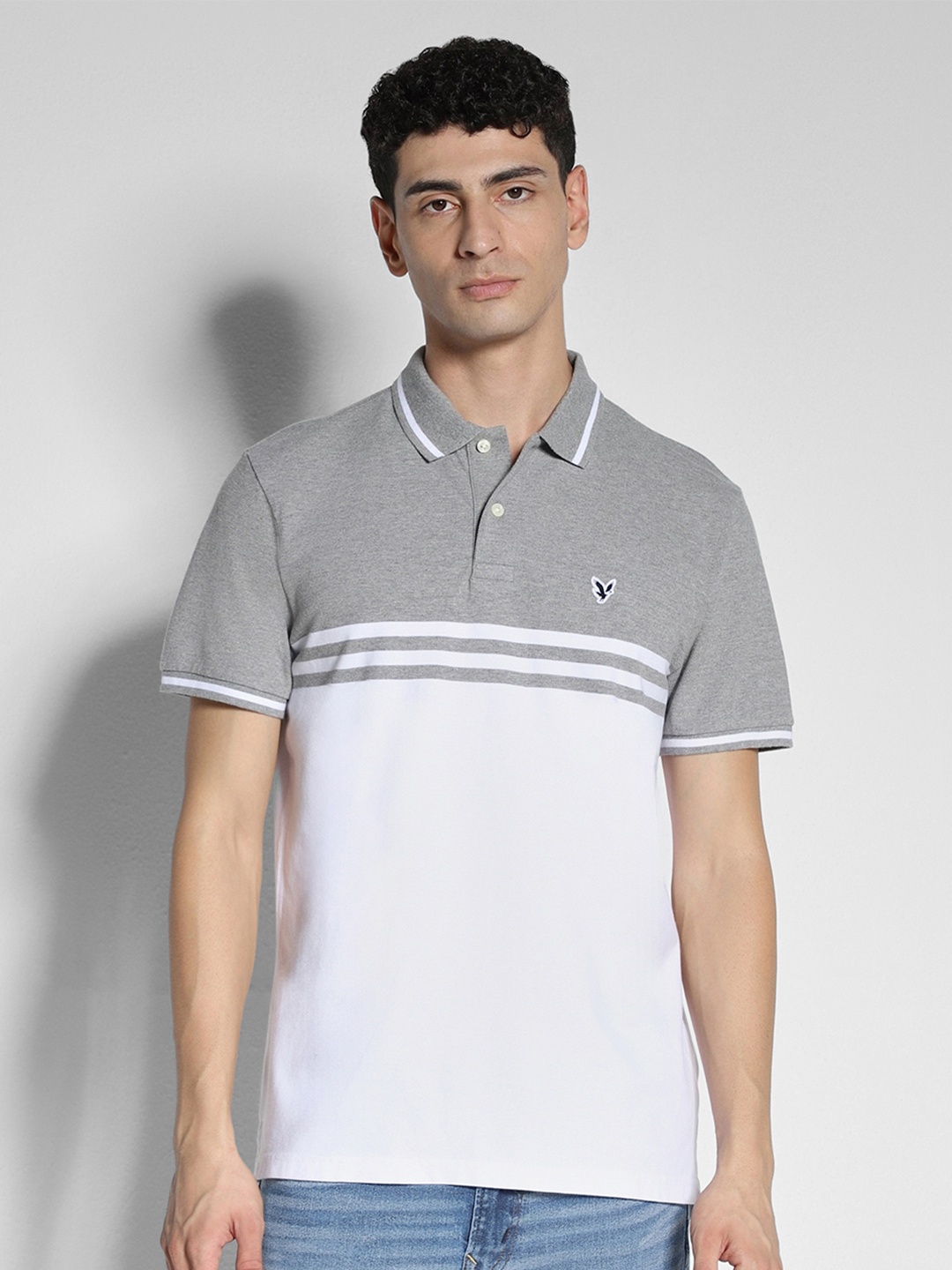 

AMERICAN EAGLE OUTFITTERS Men Striped Polo Collar T-shirt, White