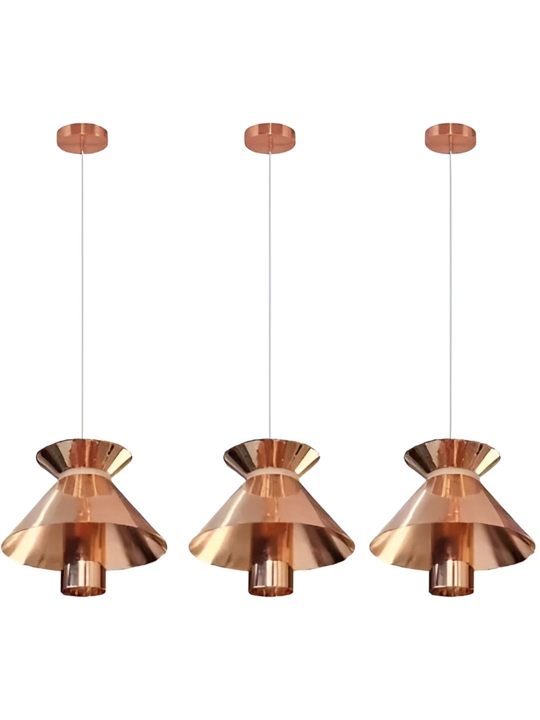 

DENICRAAS Gold-Toned 3 Pieces Self Assembly Bell Aluminium Ceiling Lamps