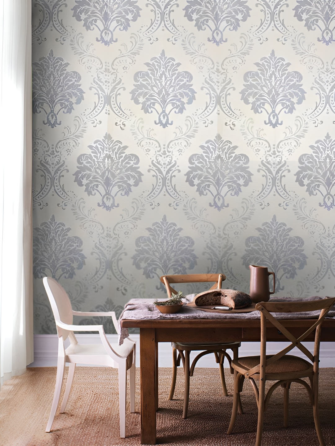 

Asian royal Grey Floral Printed Self Adhesive Heat Resistant Waterproof Wall Sticker