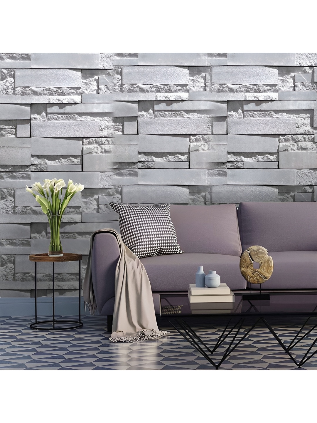 Asian royal Grey Abstract Printed Self Adhesive Waterproof Wall Sticker