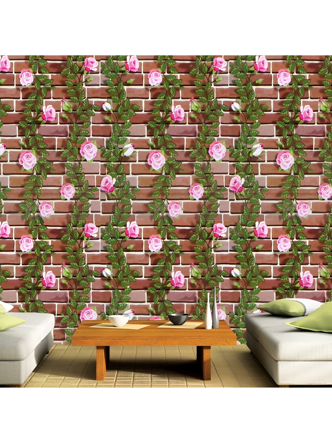 Asian royal Brown & Pink Floral Self Adhesive Heat Resistant Waterproof Wall Sticker