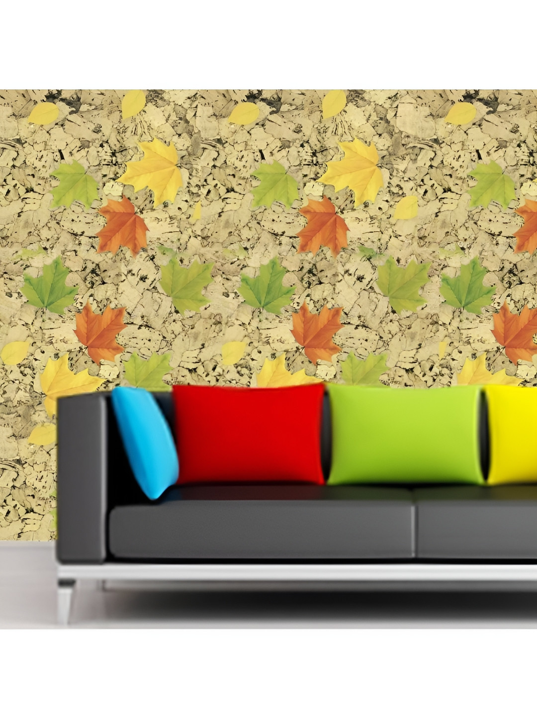 

Asian royal Yellow Floral Printed Self Adhesive Heat Resistant Waterproof Wall Sticker, Green