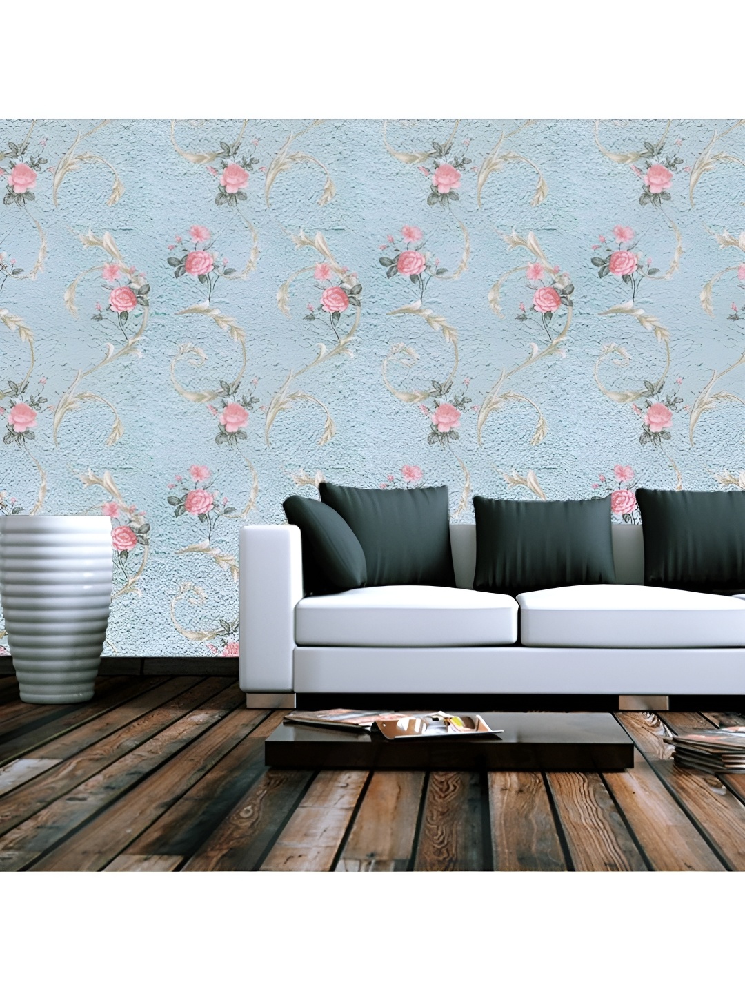 

Asian royal Blue & Pink Floral Printed Self Adhesive Waterproof Wall Sticker
