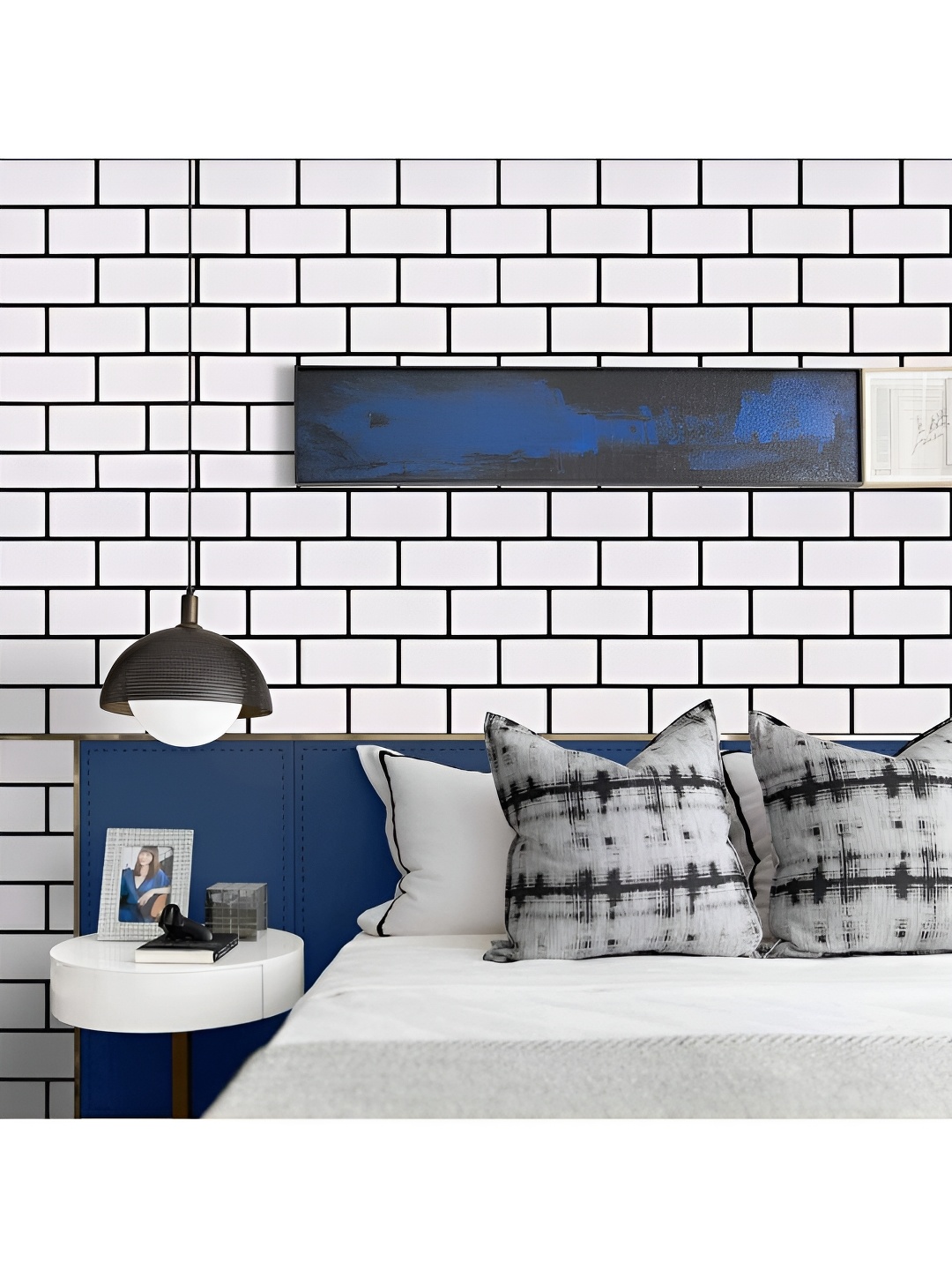

Asian royal White Geometric Self Adhesive Heat Resistant Waterproof Wall Sticker