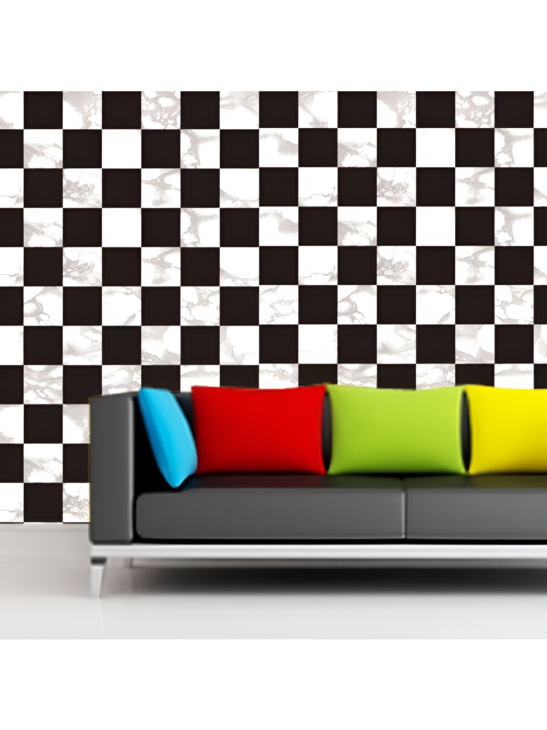 

Asian royal White & Black Geometric Self Adhesive Heat Resistant Waterproof Wall Sticker