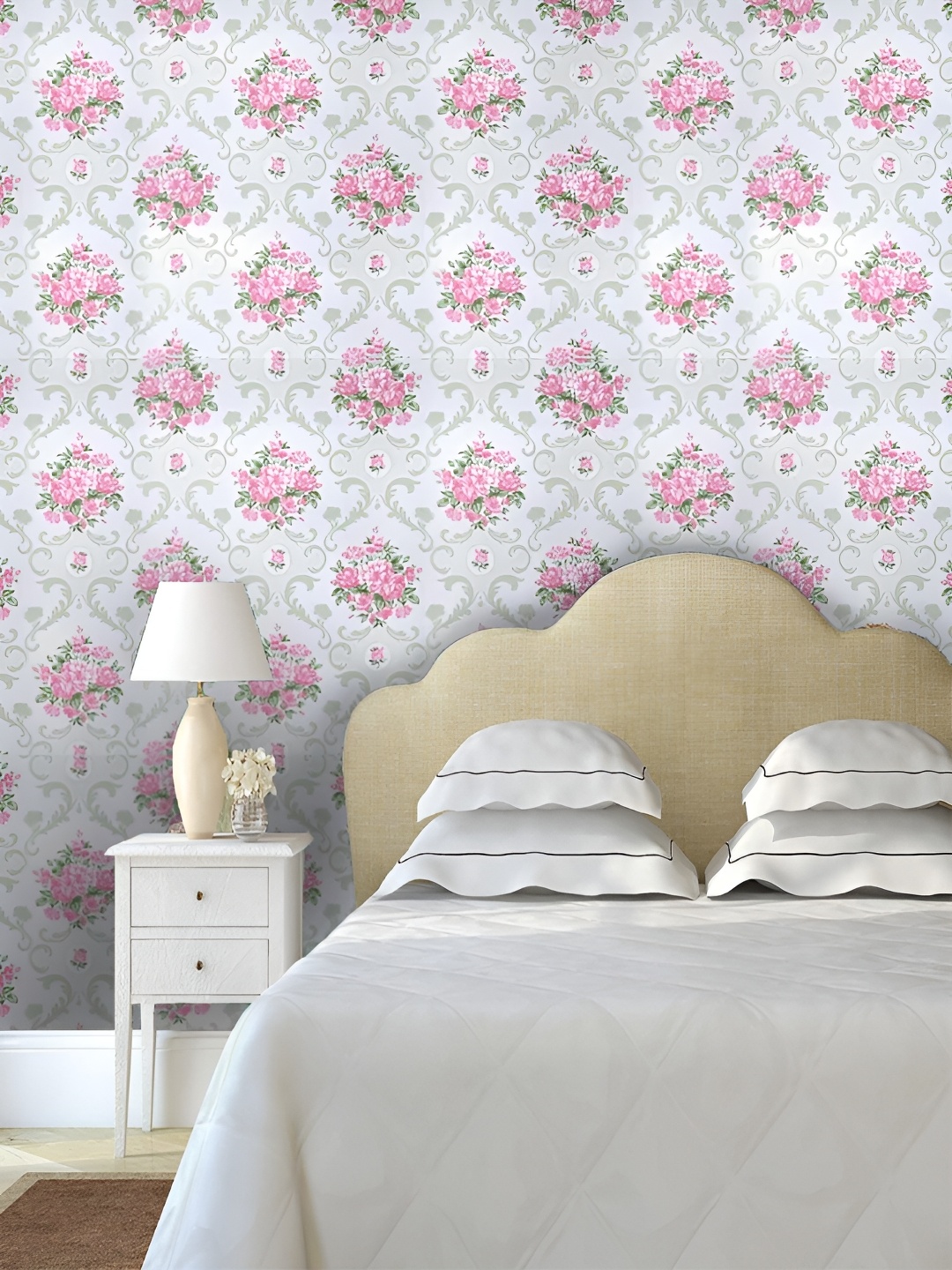 

Asian royal White & Pink Floral Self Adhesive Heat Resistant Waterproof Wall Sticker