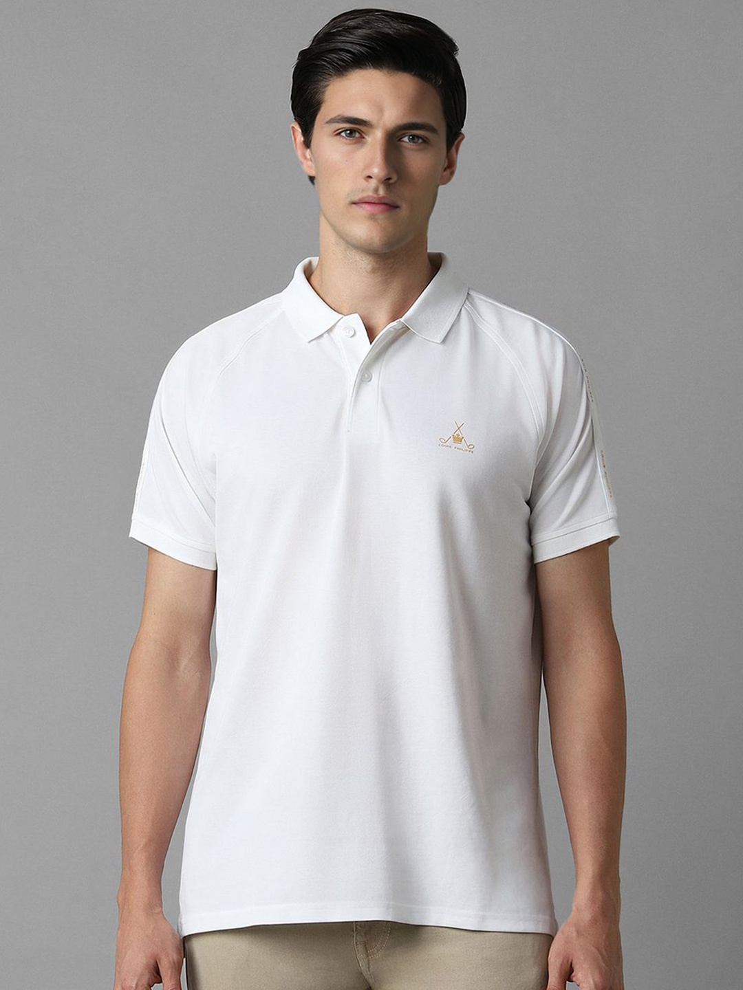 

Louis Philippe Men Solid Polo Collar T-shirt, White