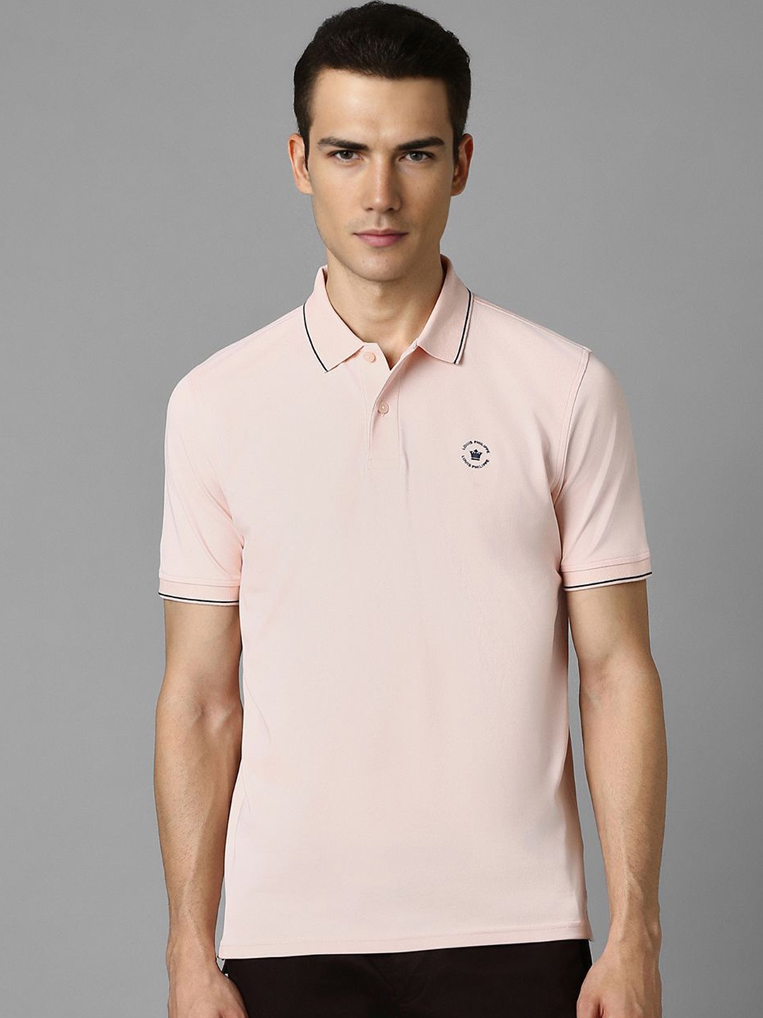 

Louis Philippe Men Polo Collar Solid T-shirt, Peach