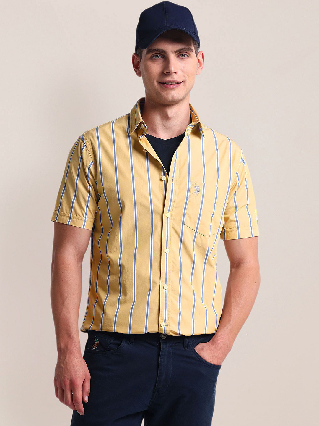 

U.S. Polo Assn. Men Opaque Striped Casual Shirt, Brown