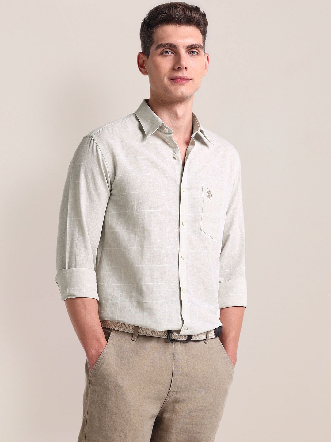 

U.S. Polo Assn. Men Opaque Casual Shirt, Beige