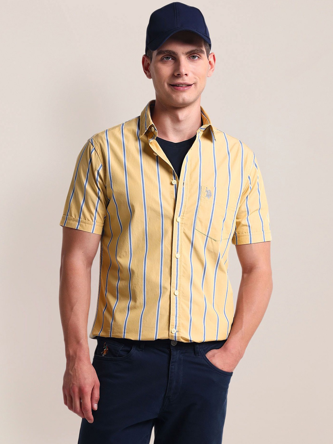 

U.S. Polo Assn. Men Opaque Striped Casual Shirt, Yellow