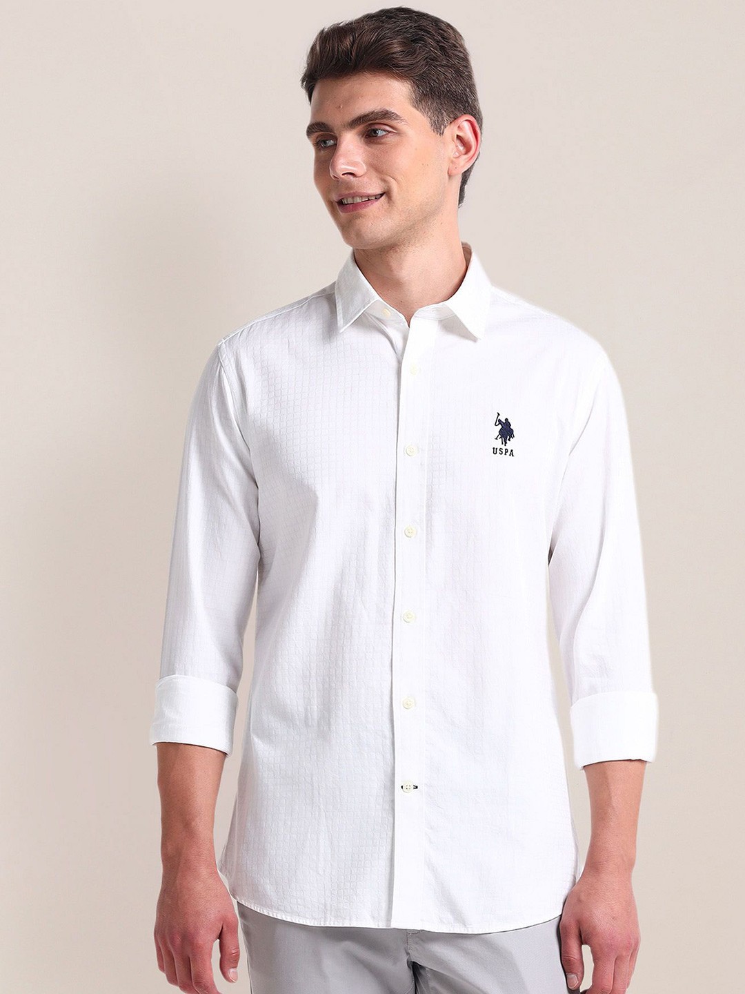 

U.S. Polo Assn. Men Opaque Casual Shirt, White