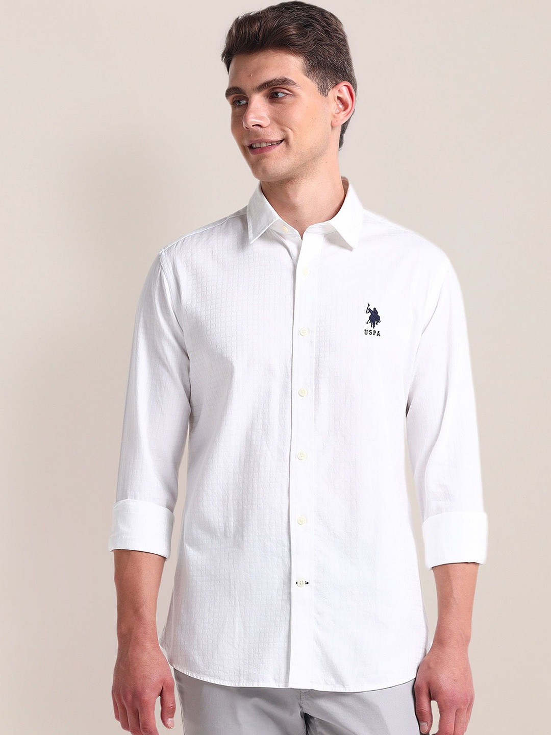 

U.S. Polo Assn. Men Opaque Casual Shirt, White