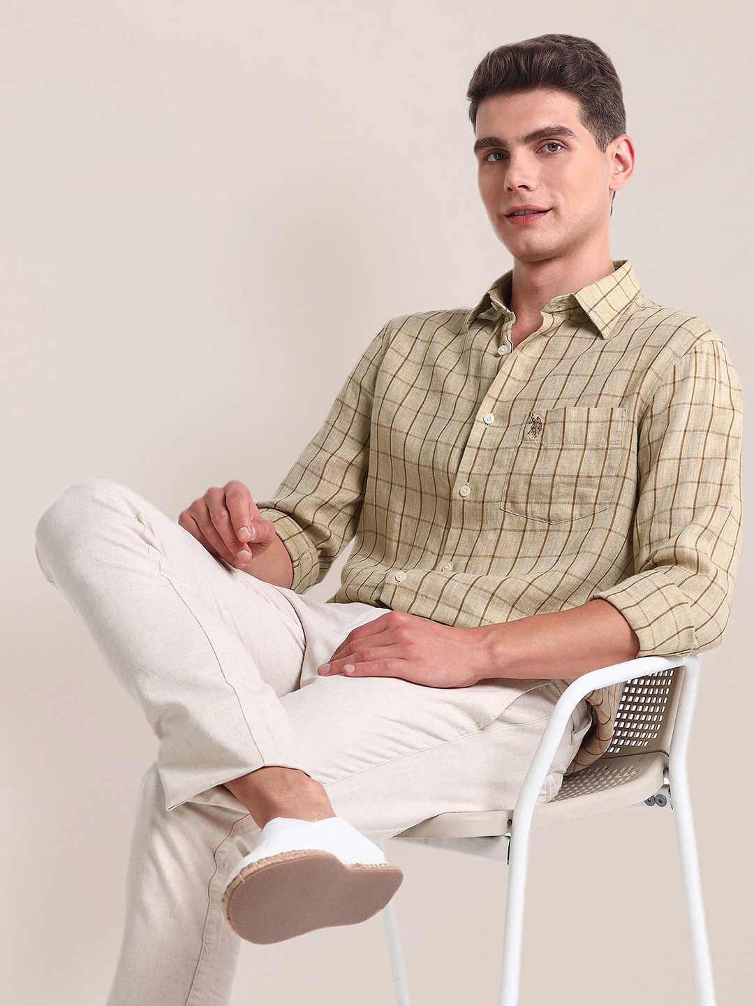 

U.S. Polo Assn. Men Opaque Checked Casual Shirt, Brown