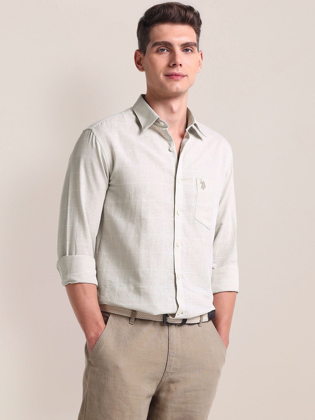 

U.S. Polo Assn. Men Opaque Casual Shirt, Beige