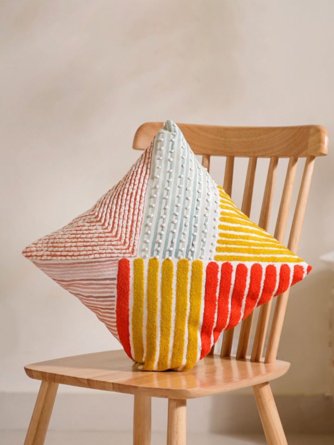 

Nestasia White & Red Abstract Square Cotton Cushion Covers