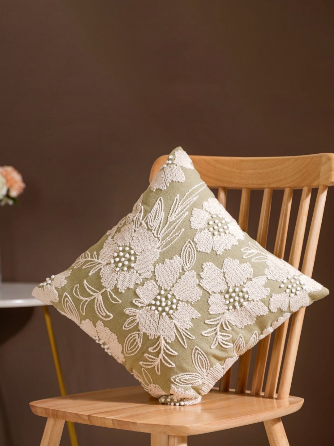 

Nestasia Green & White Floral Square Cotton Cushion Covers