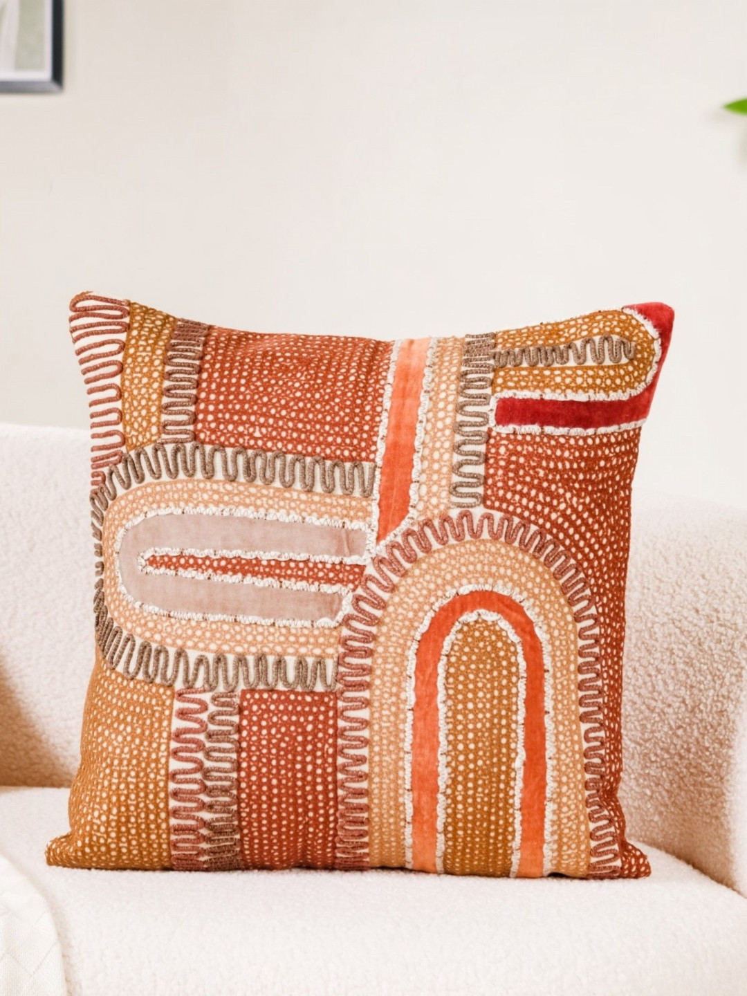 

Nestasia Brown & Orange Embroidered Cotton Square Cushion Covers