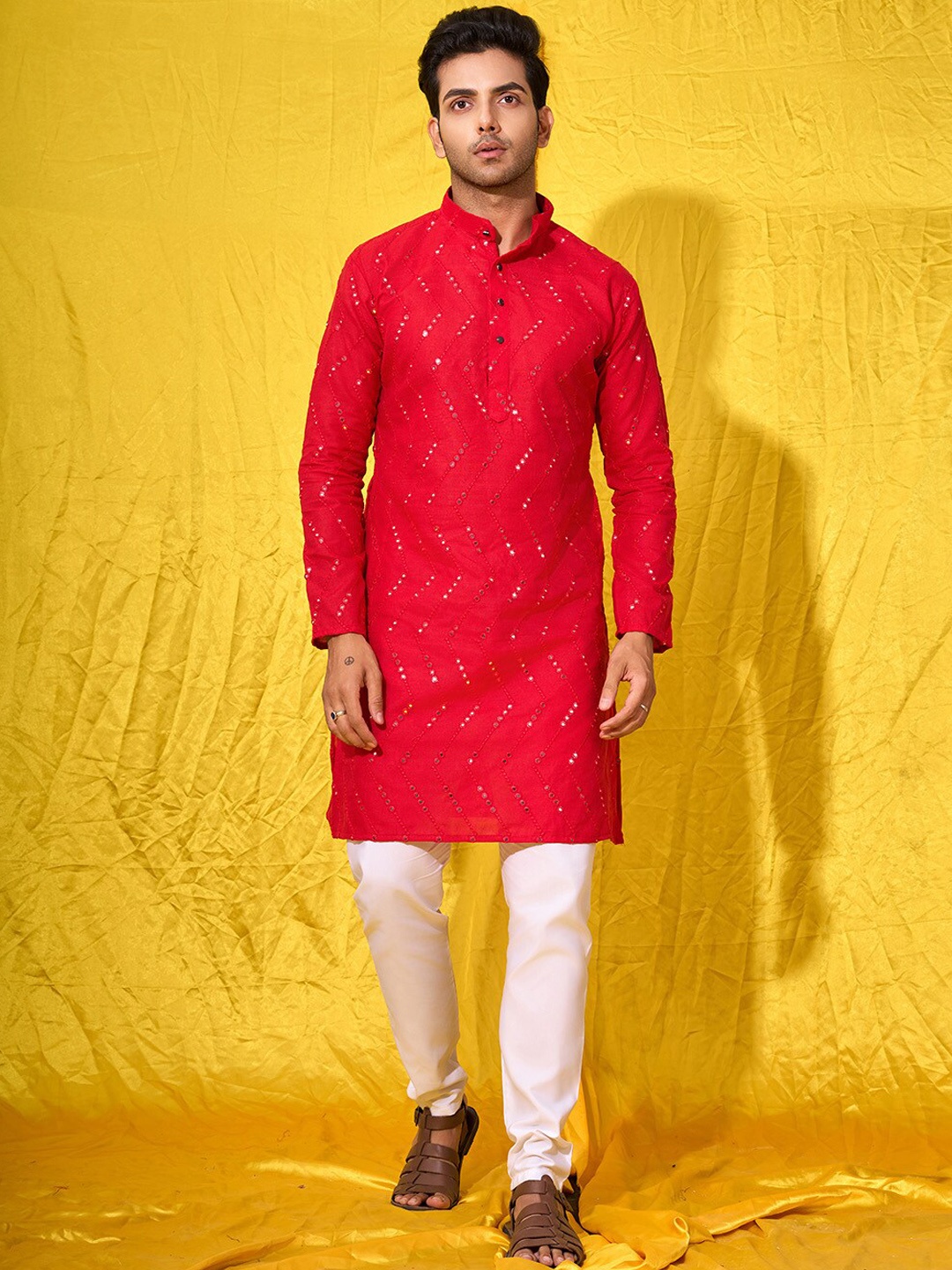 

Fashion FRICKS Men Kurta, Red