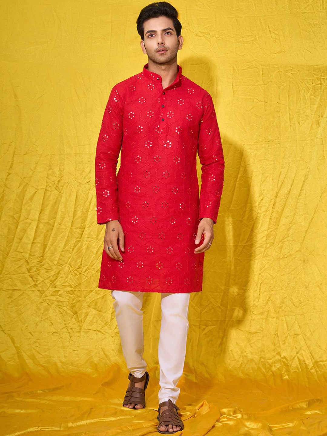 

Fashion FRICKS Men Kurta, Red
