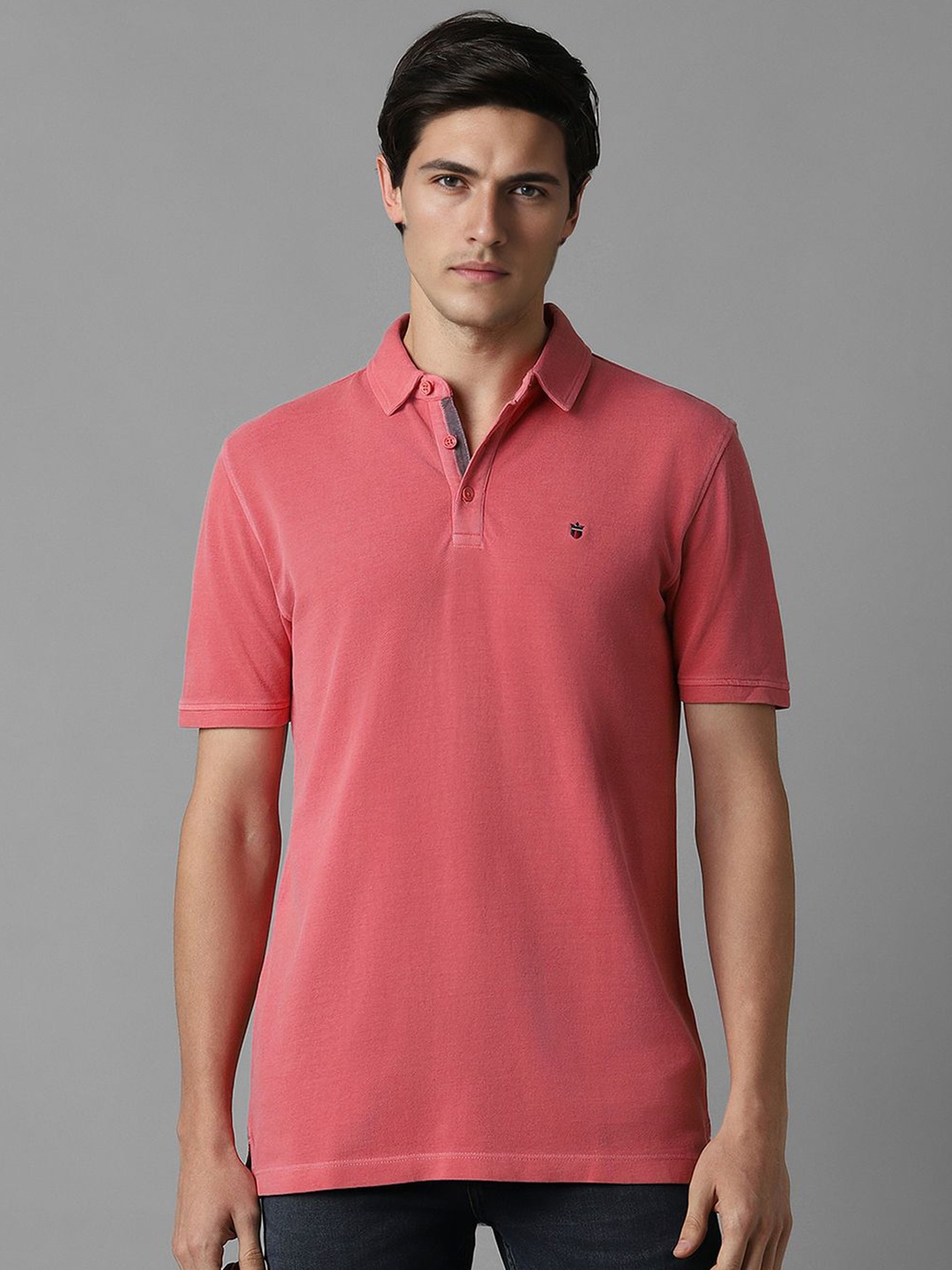 

Louis Philippe Jeans Men Polo Collar Slim Fit Cotton T-shirt, Red