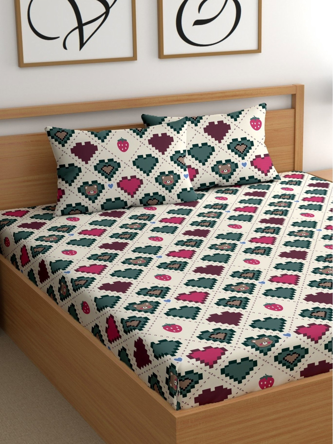 

CHHAVI INDIA White & Green Ethnic Motifs 210 TC Queen Bedsheet With 2 Pillow Covers