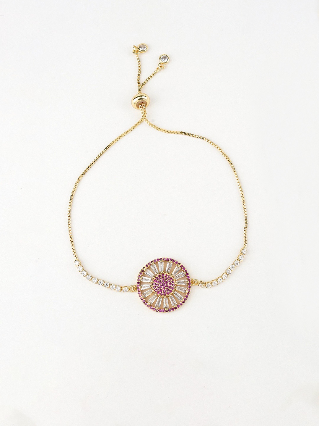

House of Pataudi American Diamond Rhodium Plated Rakhi, Gold