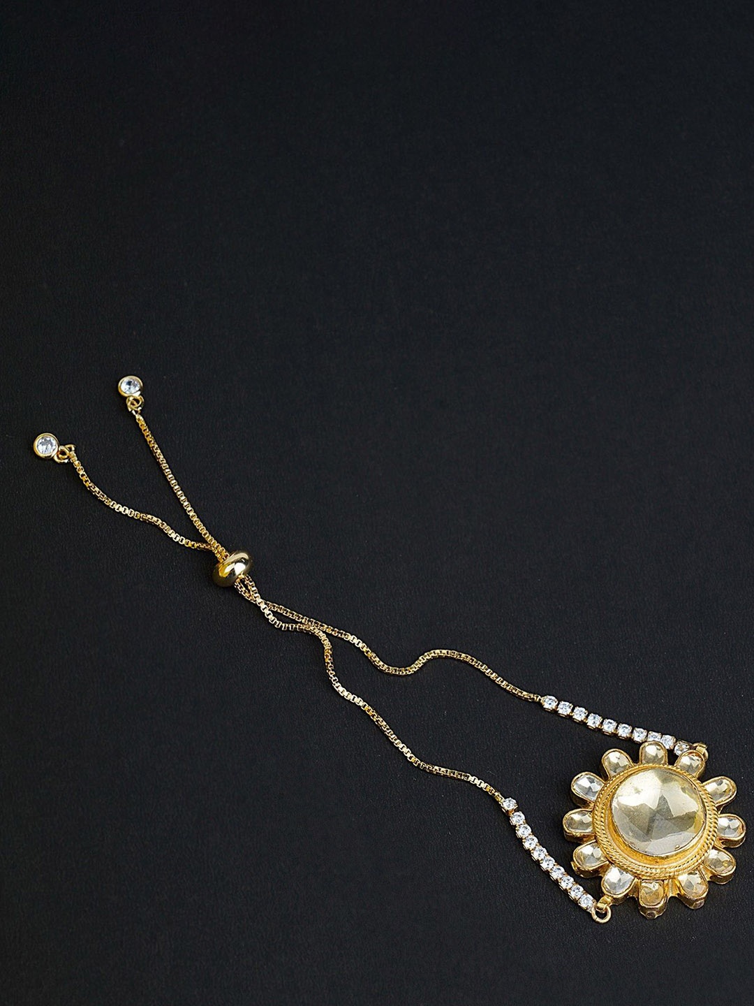 

House of Pataudi Gold-Plated Kundan Studded Classic Wraparound Bracelet Rakhi