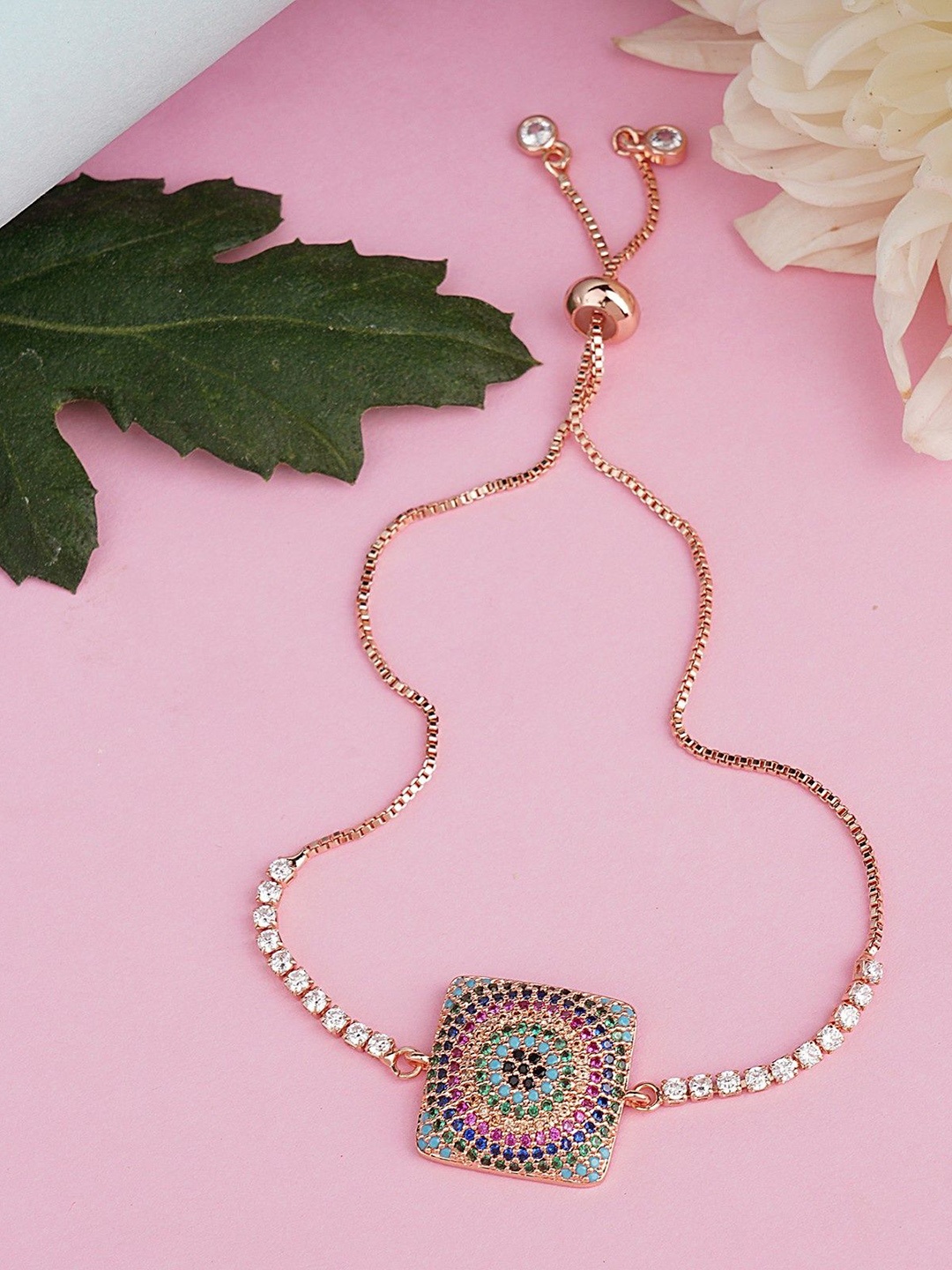 House of Pataudi Rose Gold Plated AD Studded Bracelet Rakhi