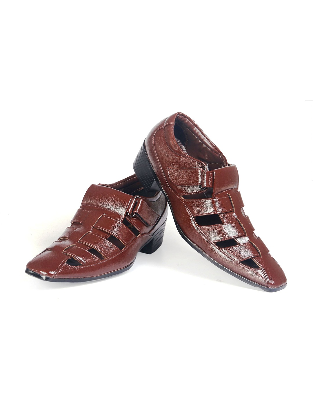 

Bxxy Men Ethnic PU Elevator Fisherman Elevator Sandals, Brown