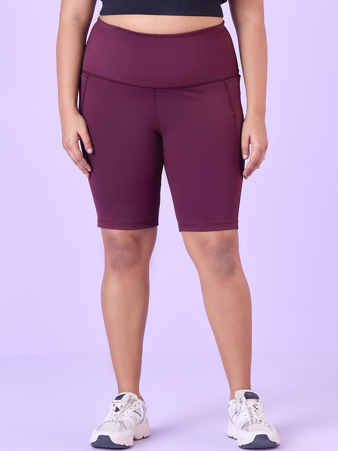 Big Hello - The Plus Life Women Sports Shorts, Maroon