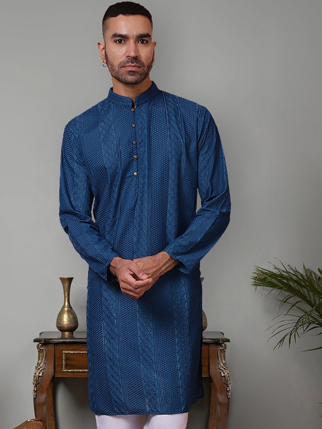 

Jompers Men Flared Sleeves Kurta, Teal