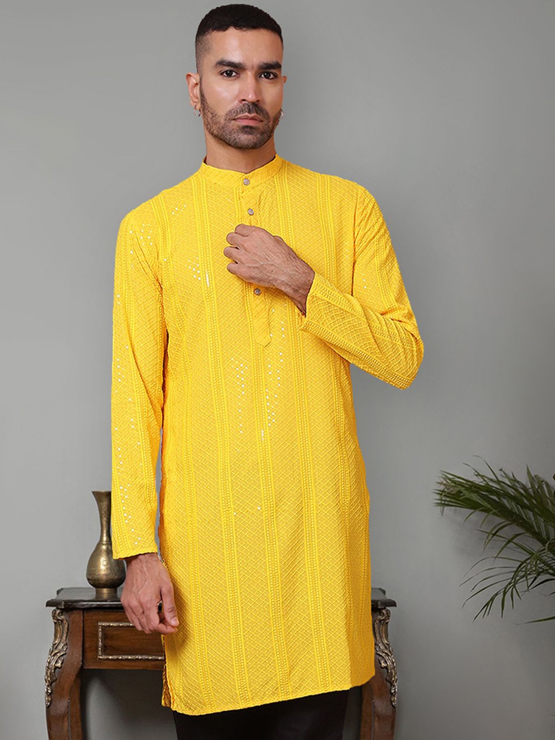 

Jompers Men Anarkali Kurta, Yellow