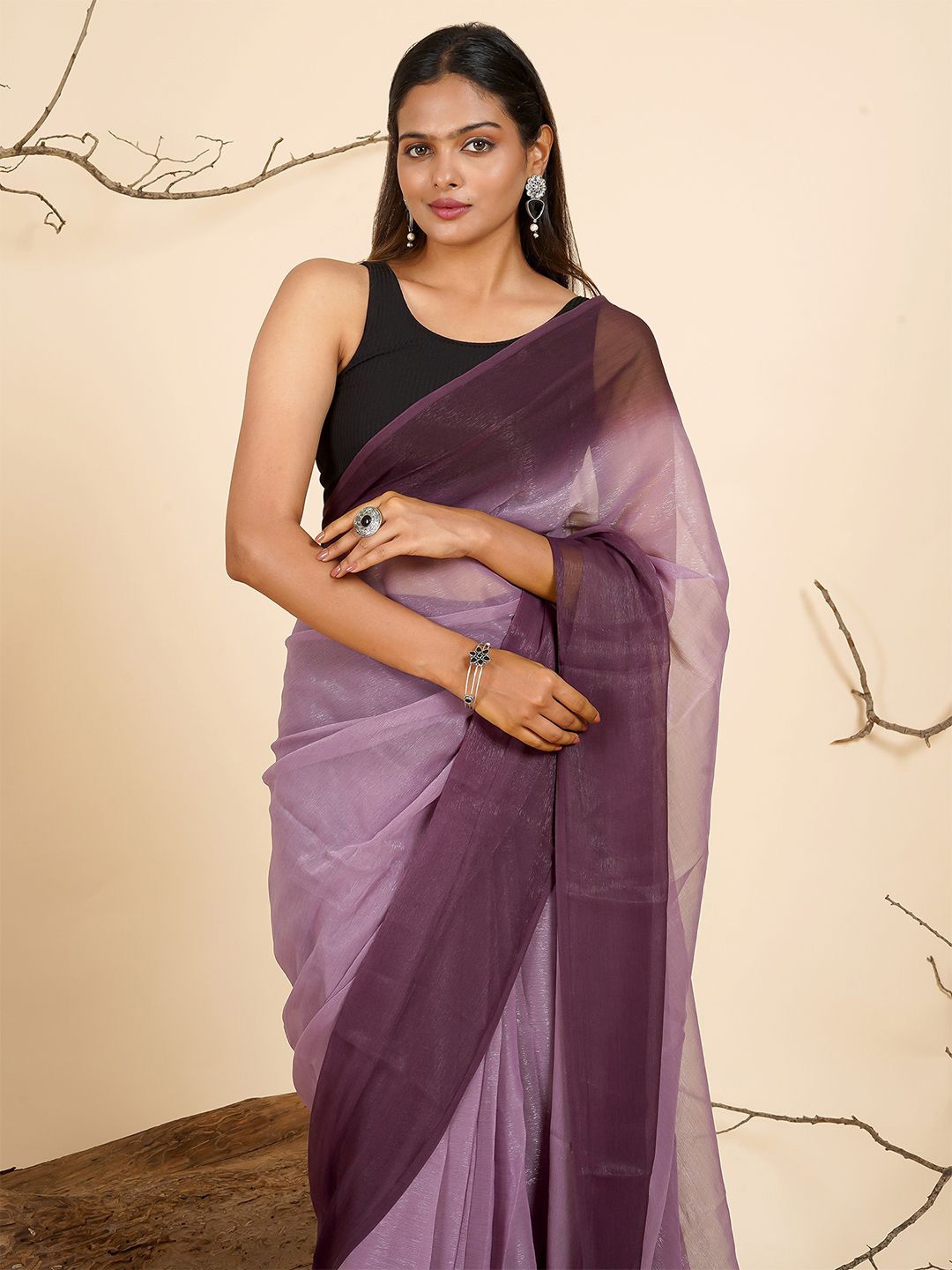 

TEEJH Ombre Ready to Wear Saree, Mauve