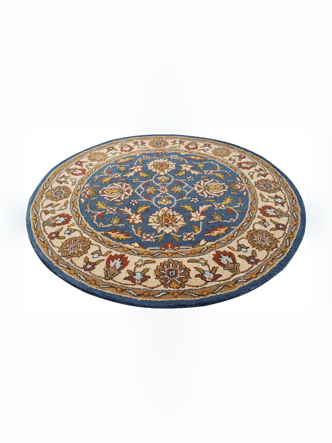 

IMRA CARPET Blue & White Floral Traditional Woollen Carpet