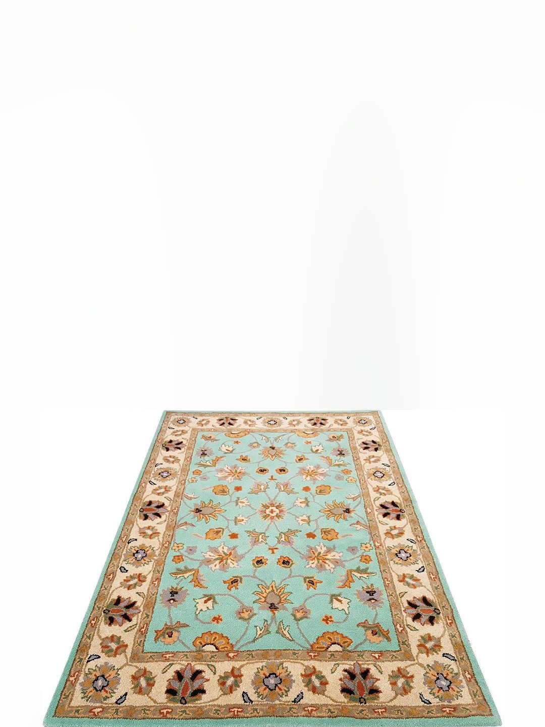 

IMRA CARPET Green & Brown Floral Printed Woollen Carpet