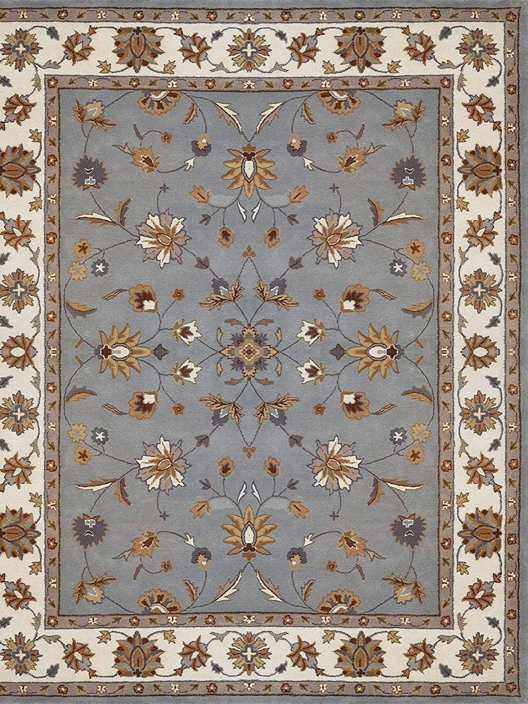 

IMRA CARPET Grey Floral Printed Woollen Carpet