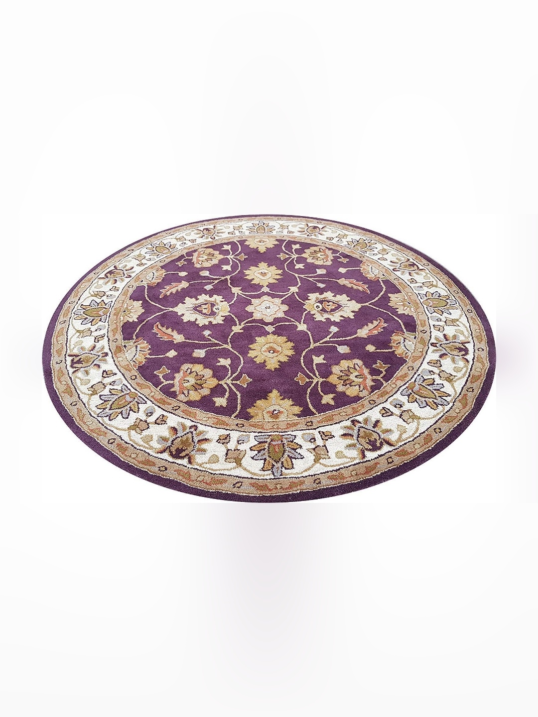 

IMRA CARPET Pink & White Floral Traditional Woollen Carpet